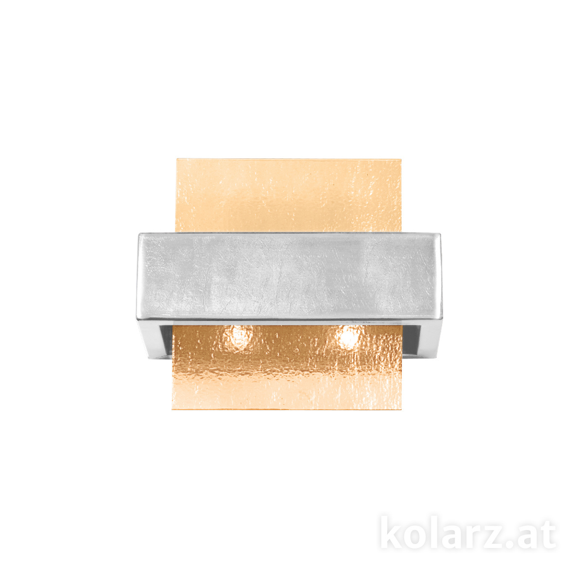 KOLARZ-Austrolux Leuchtenโคมไฟติดผนัง RETTANGOLO, เงินเปลว ความกว้าง 21 ซม., ความสูงสูงสุด 17 ซม., ระยะยื่น 11 ซม., 2 หลอด, G9, 20 W