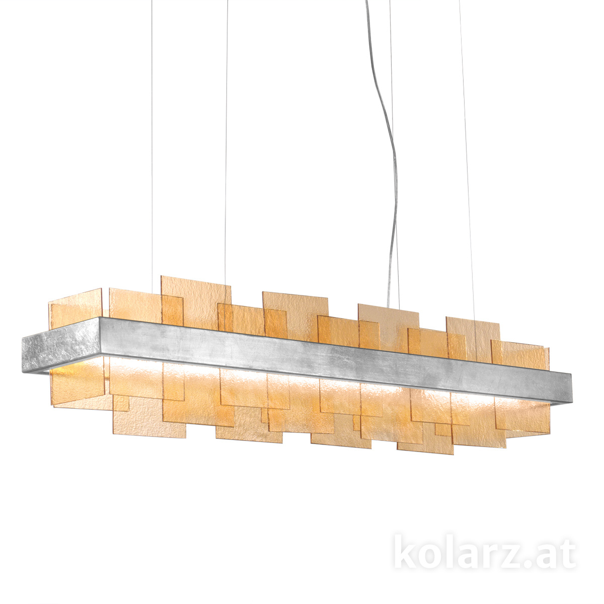 KOLARZ-Austrolux Leuchtenโคมระย้า RETTANGOLO, สีเงินแผ่น ความยาว 110,6 ซม., ความสูง 262 ซม., ความสูงขั้นต่ำ 29 ซม., 1 หลอด, LED, 32,8 W