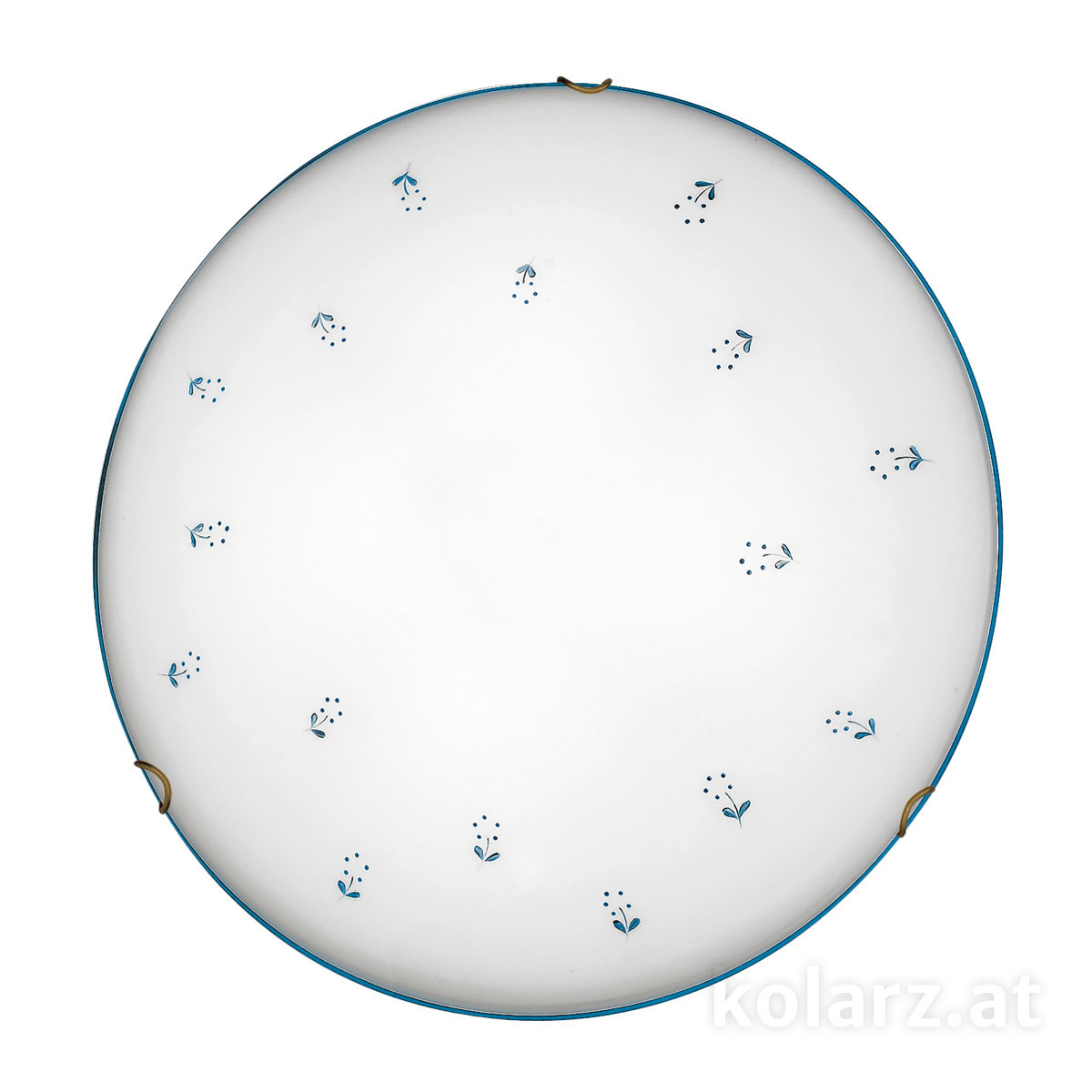 KOLARZ-Austrolux Leuchtenโคมไฟเพดาน NONNA, ทองเหลืองรมดำ, ลายดอกไม้กระจาย สีฟ้า เส้นผ่านศูนย์กลาง 50 ซม., สูง 9 ซม., 3 หลอด, E27, 60 W