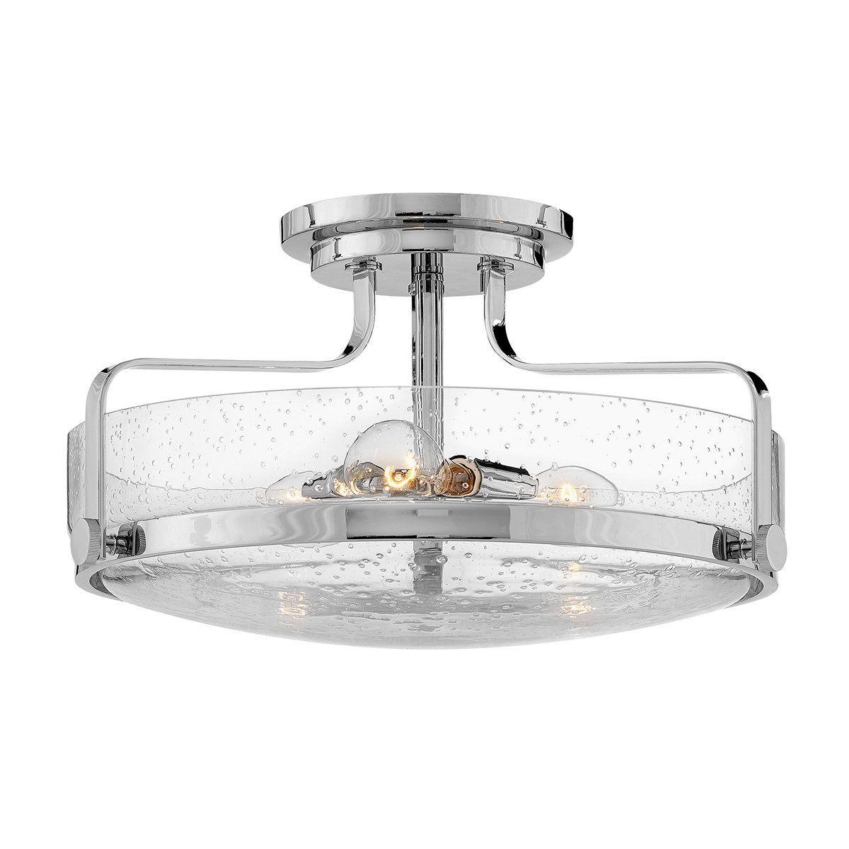 ElsteadHarper 3 Light Medium Semi-Flush - โครเมียมขัดเงา, เหล็ก, แก้วใสลายเมล็ดพันธ์ุ