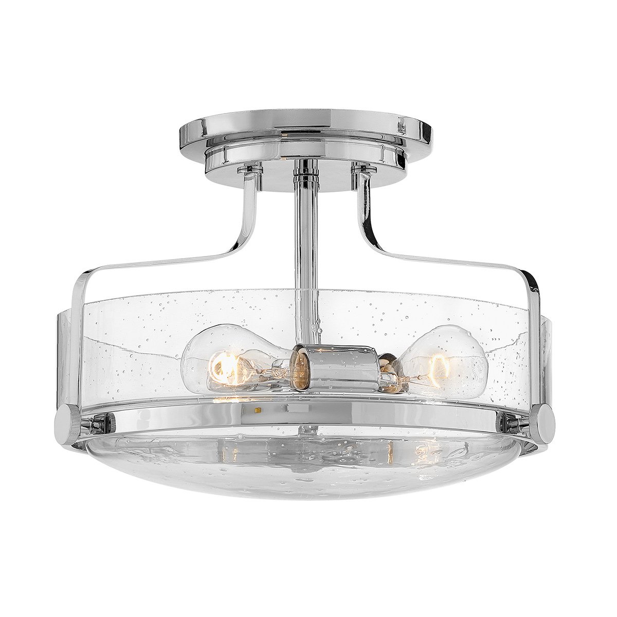 ElsteadHarper 3 Light Small Semi-Flush - โครเมียมขัดเงา, เหล็ก, แก้วใสแบบมีลายเซาะ