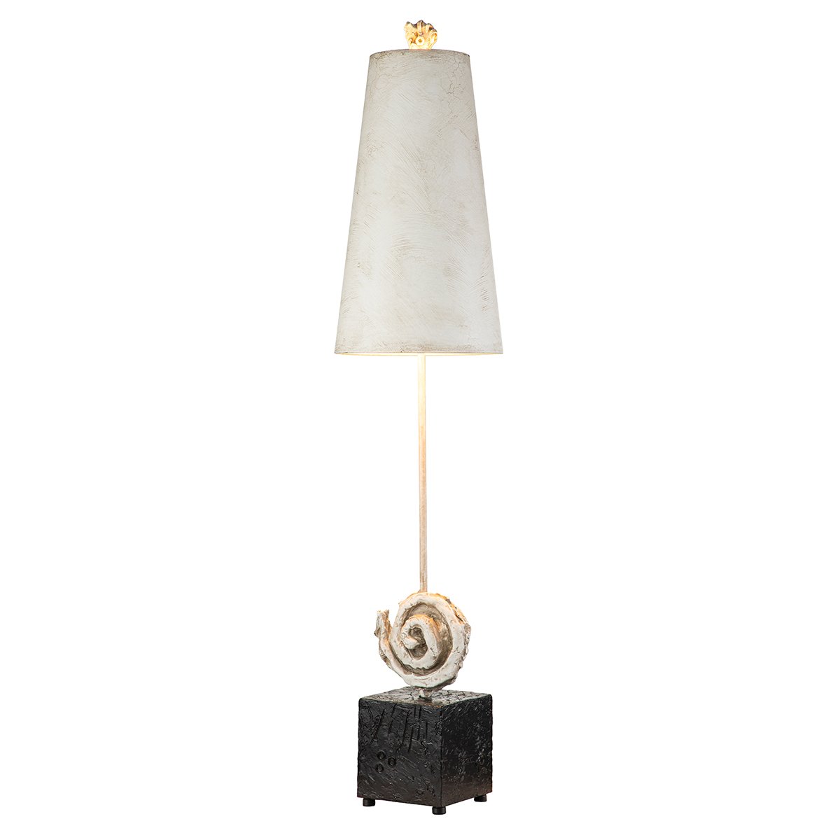 Elstead - FB-SWIRL-TL - Swirl โคมไฟตั้งโต๊ะ - สีขาวกระดูกและสีดำ พร้อมโป๊ะสีขาวโบราณ