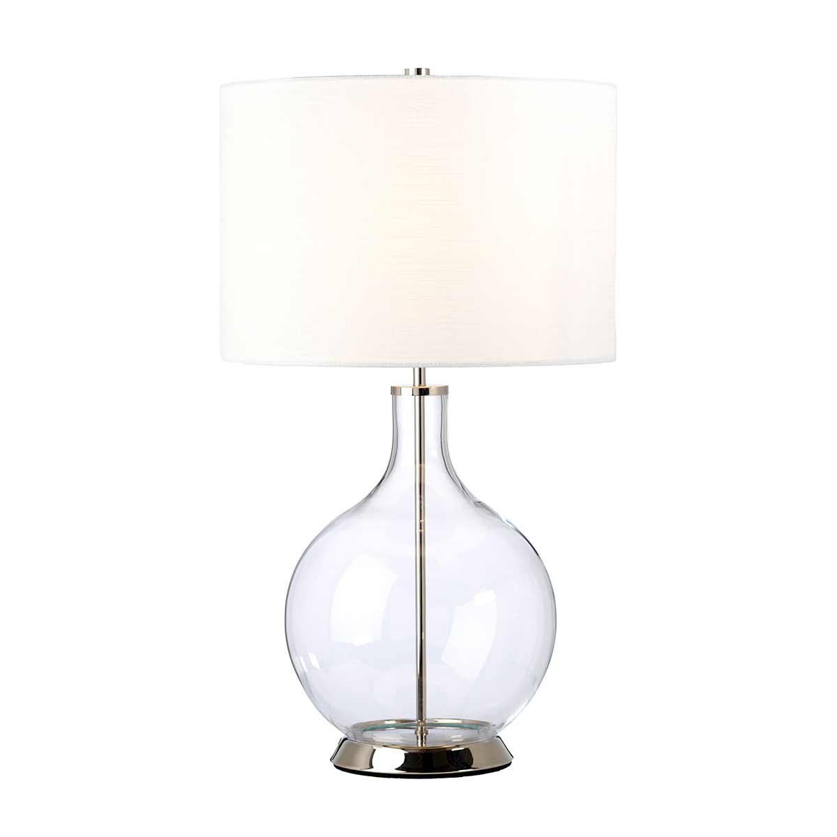 Elstead - ORB-CLEAR-PN-WHT - โคมไฟตั้งโต๊ะ Orb 1 ดวง (พร้อมโป๊ะสีขาวครบชุด) - นิกเกิลขัดเงาพร้อมโป๊ะสีขาว