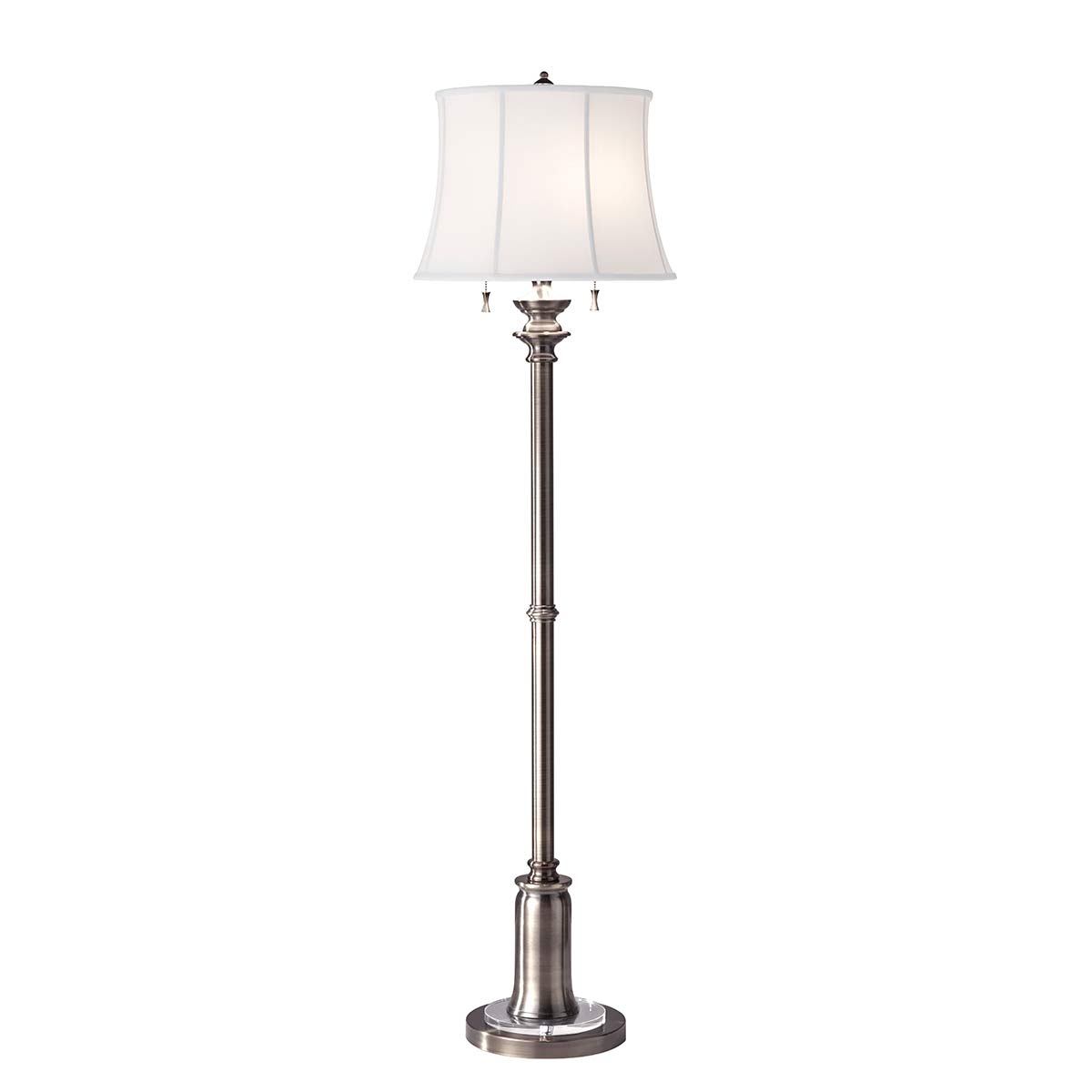Elstead - FE-STATEROOM-FL-AN - Stateroom 2 Light โคมไฟตั้งพื้น - นิกเกิลแอนทีค พร้อมโป๊ะโคมสีขาว