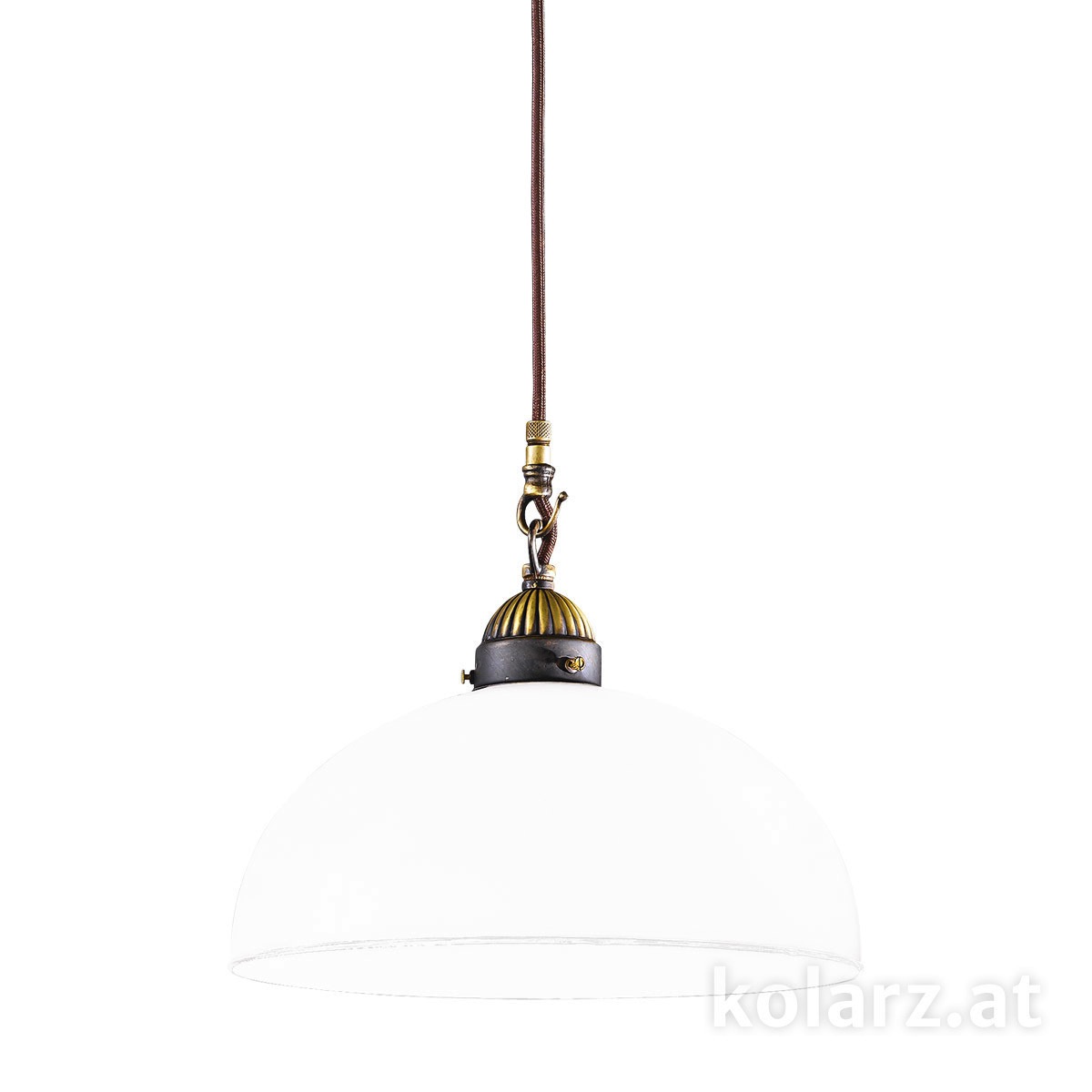 KOLARZ-Austrolux Leuchtenโคมไฟแขวน NONNA, ทองเหลืองโบราณ, สีขาว D 30 ซม., ความสูงขั้นต่ำ 36 ซม., ความสูงสูงสุด 176 ซม., 1 หลอด, E27, 75 W