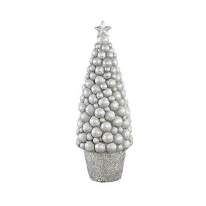 Natale ต้นคริสต์มาสทรงลูกบอลปูนซีเมนต์สีเทาในกระถาง M