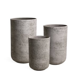 Deliahe Grauer GRC Blumentopf rund hoch, 3er-Set