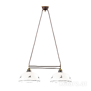 KOLARZ-Austrolux Leuchten Hängeleuchte, Pendelleuchten & Hängelampen von KOLARZ-Austrolux Leuchten Luster NONNA, Altmessing, Hirsch Grau Länge 75 cm, Höhe 100 cm, min. Höhe 35 cm, max. Höhe 25 cm, 2 flg., E27, 75 W 731.82.134