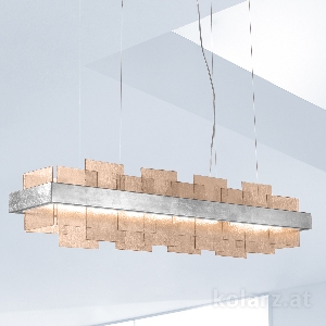 KOLARZ-Austrolux Leuchten Hängeleuchte, Pendelleuchten & Hängelampen von KOLARZ-Austrolux Leuchten Luster RETTANGOLO, Blattsilber Länge 110,6 cm, Höhe 262 cm, min. Höhe 29 cm, 1 flg., LED, 32,8 W 6040.80151/Fm