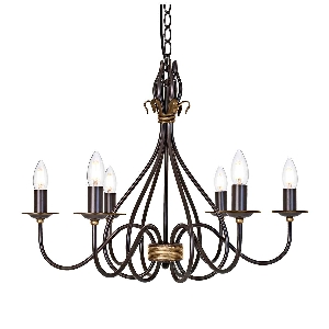 Windermere 6 Licht Kronleuchter - Rost/Gold von Elstead