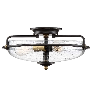 Griffin 3 Light Flush - Palladian Bronze mit Akzenten aus verwittertem Messing von Elstead
