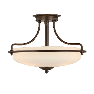 Elstead Deckenleuchten & Deckenlampen von Elstead Griffin 3 Light Semi-Flush - Palladian Bronze QZ-GRIFFIN-SFS-PN