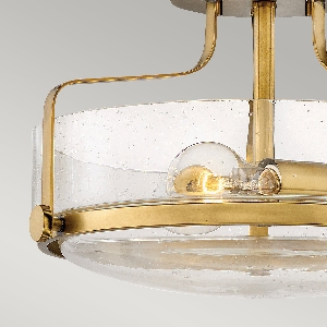 Elstead Deckenleuchten & Deckenlampen von Elstead Harper 3 Light Small Semi-Flush - Heritage Brass, Stahl, klares gesätes Glas HK-HARPER-SFS-HB-CS