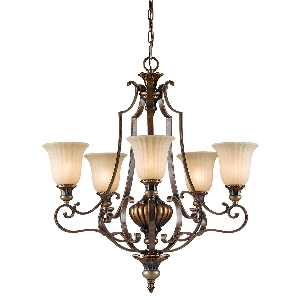 โคมระย้า Kelham Hall 5 Light Up Light - Firenze Gold/British Bronze von Elstead