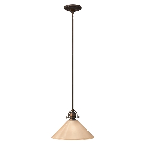 โคมไฟแขวนขนาดเล็ก Mayflower 1 ดวง - Olde Bronze, Steel, กระจกสีอำพันกัดลาย von Elstead
