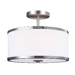 Elstead Deckenleuchten & Deckenlampen von Elstead Prospect Park 2 Light Semi-Flush - Satin Nickel mit Chrom FE-PROSPECT-PARK-SF