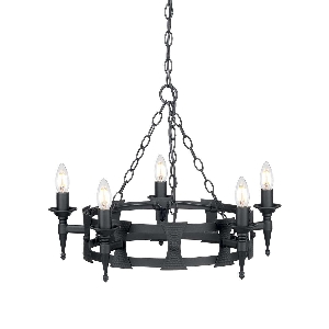 Saxon 5 Licht Kronleuchter - Schwarz von Elstead