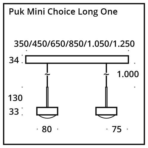 Puk Mini Choice Long One - ขั้ว G9 / แอนทราไซต์ด้าน / โครม / 450 der Firma Top Light Leuchten