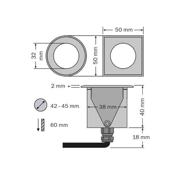 brilliance-mini ไฟดาวน์ไลท์ LED แบบฝังฝ้า, ทรงกลม der Firma dot-spot