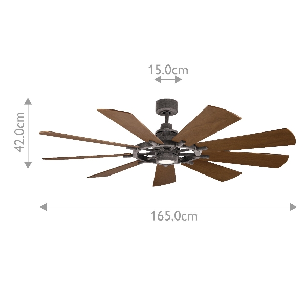 Gentry - 65in / 165cm Ventilator - verwittertes Zink der Firma Elstead