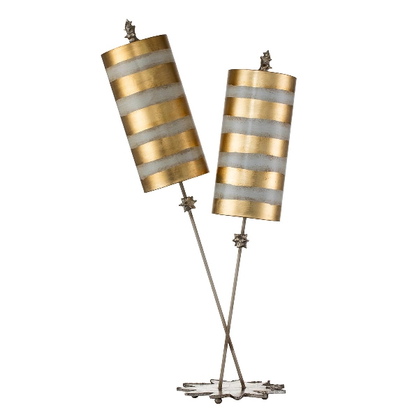 Nessel Luxe Tischlampe - Blattgold und Taupe der Firma Elstead