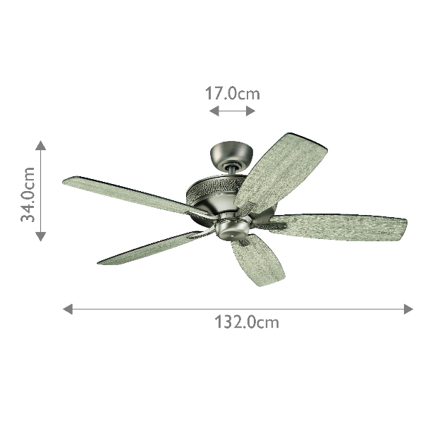 Monarch II - พัดลม 52 นิ้ว / 132 ซม. - Burnished Antique Pewter der Firma Elstead