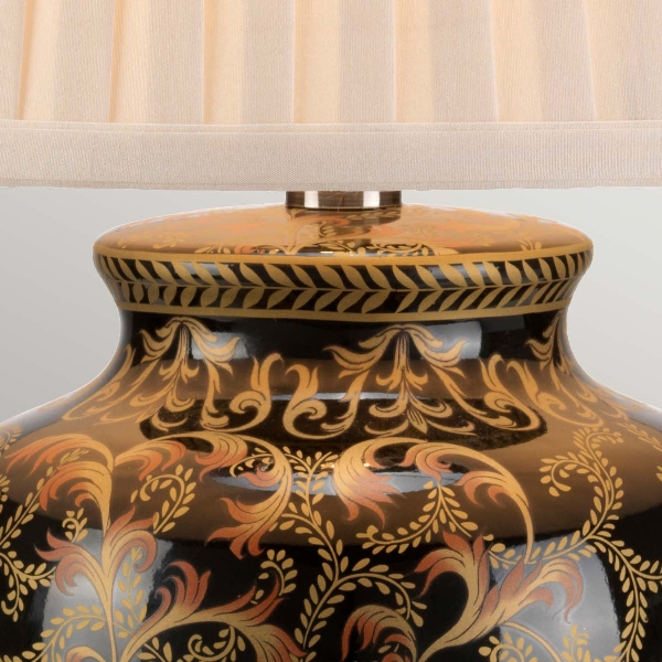 Morris 1 Light Small Table Lamp - Gold and Black with Cream Shade der Firma Elstead